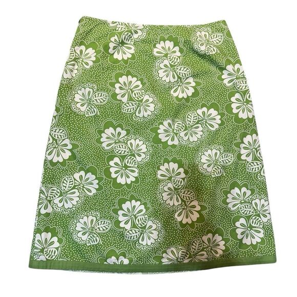 Boden Retro Floral Green & White A-Line Cotton Skirt Size 8 - Picture 3 of 10